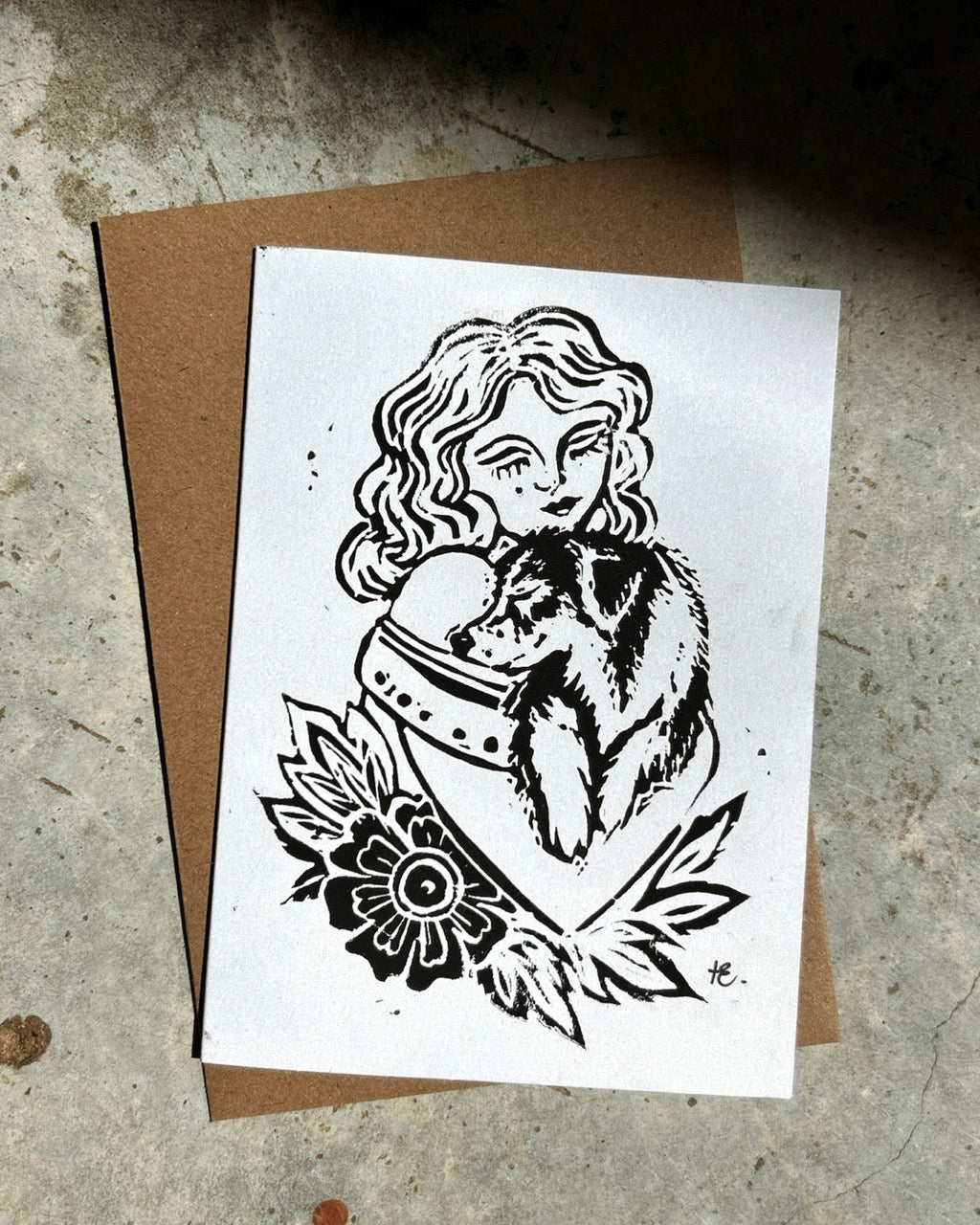 ‘SOUL TIED’ Lino Card - White