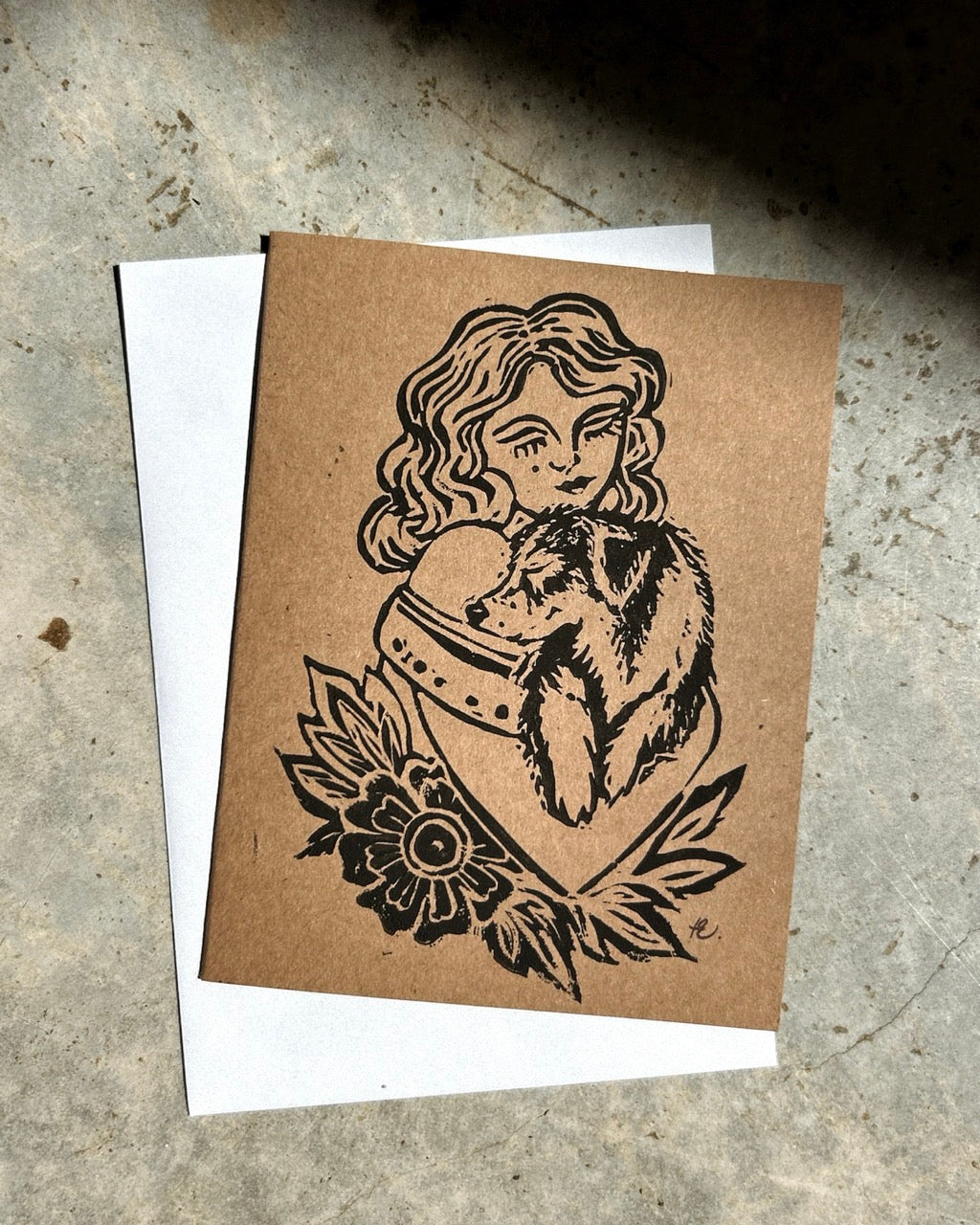 ‘SOUL TIED’ Lino Card - Kraft