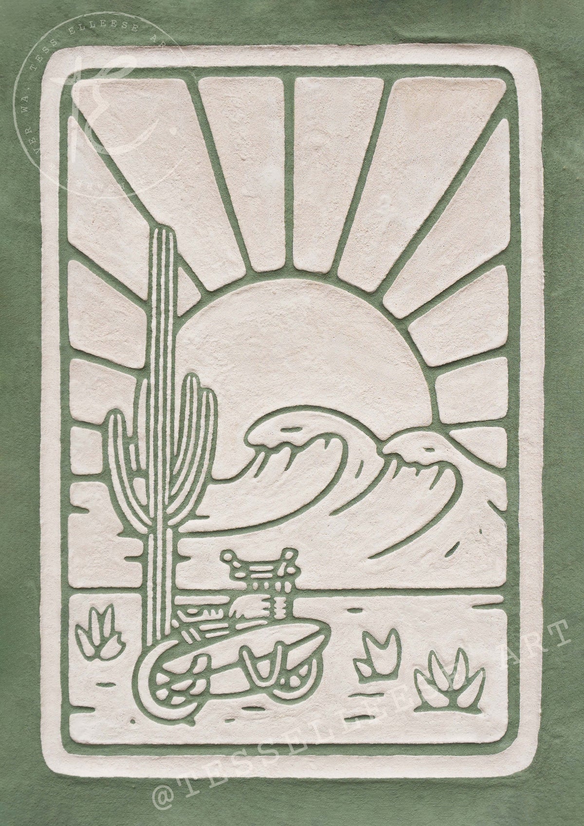 ‘HERE FOR THE RIDE’ Fine Art Print, Olive Leaf