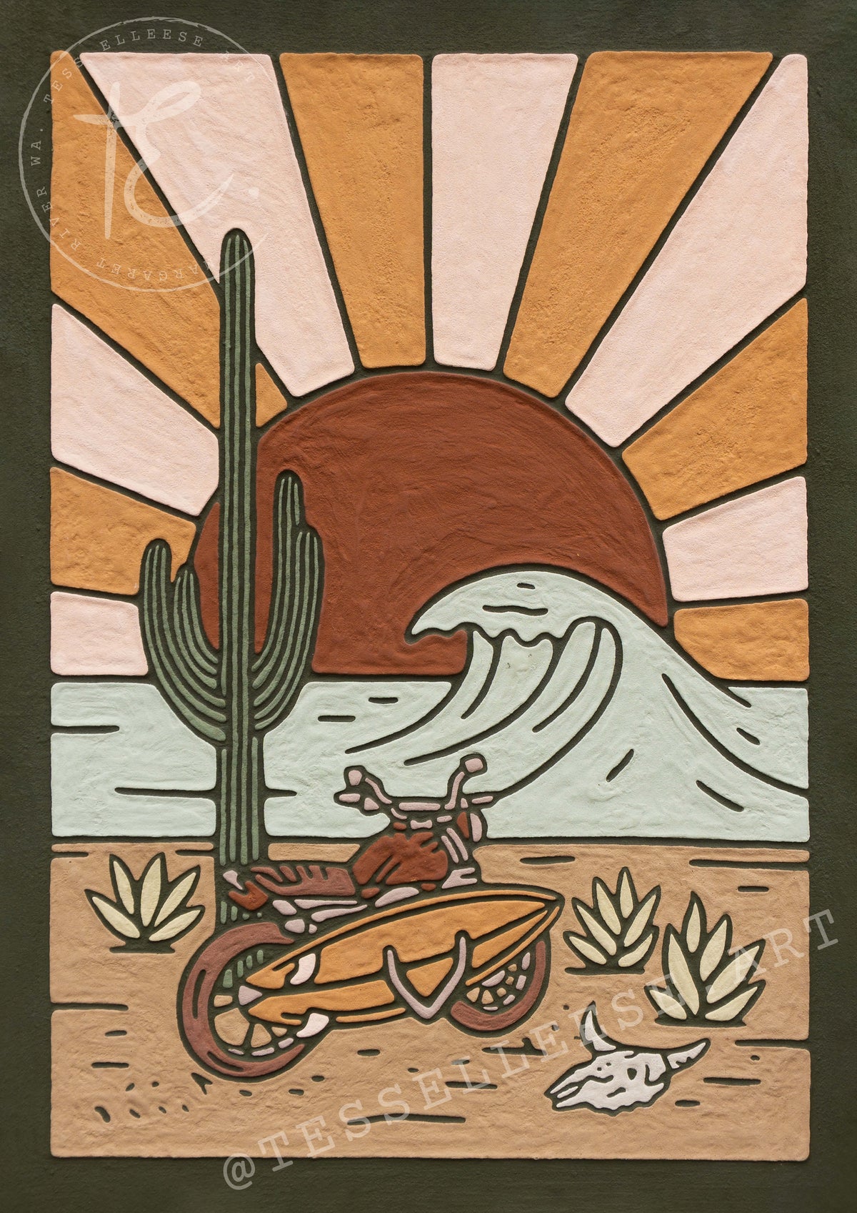 ‘HERE FOR THE RIDE’ Fine Art Print, Olive