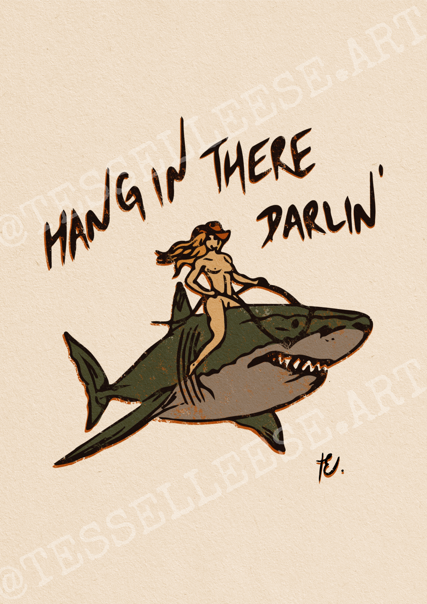 'HANG IN THERE DARLIN' Print, Dune