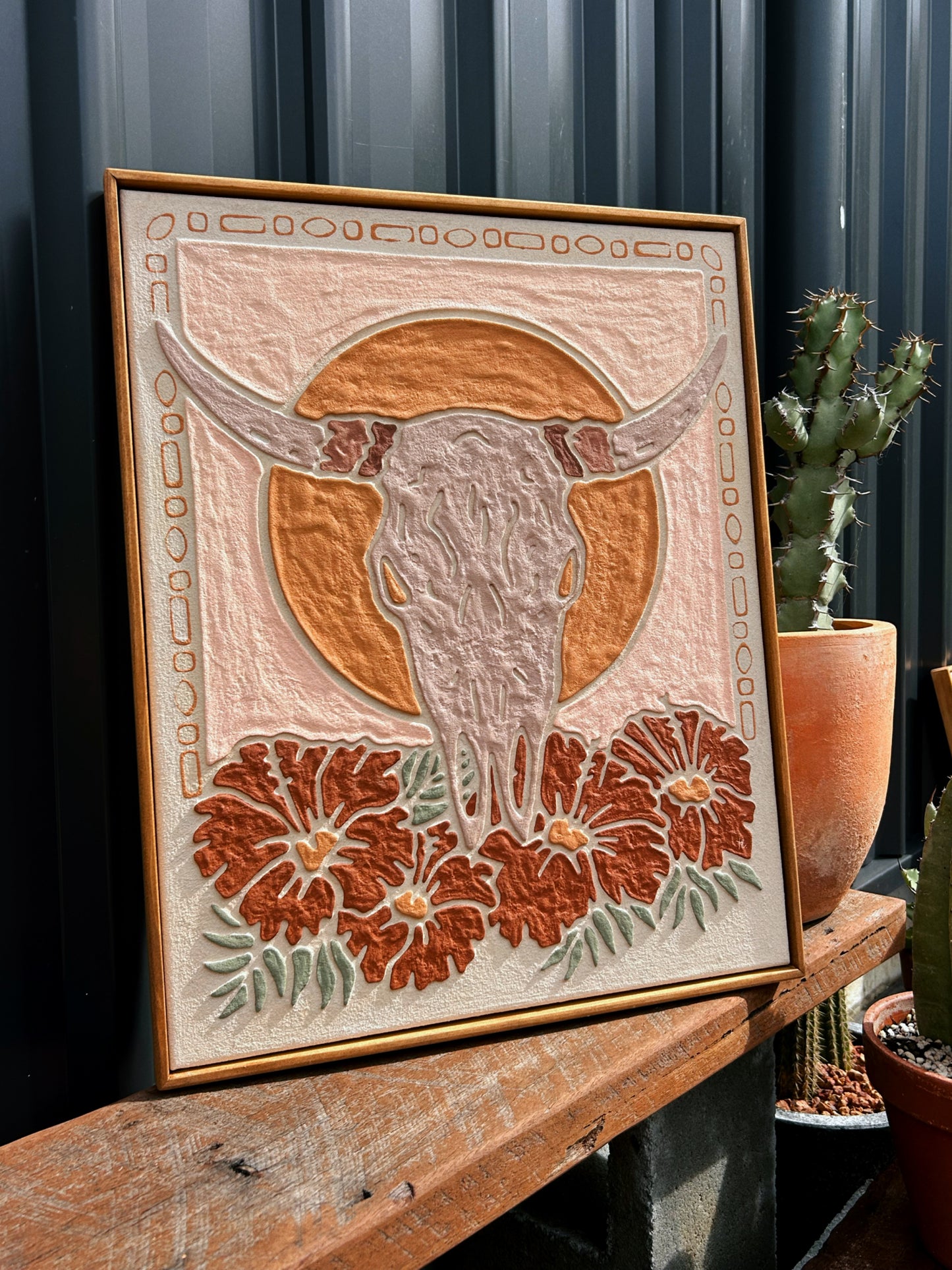 'WHAT REMAINS, WILL BLOOM' (original) Ochre