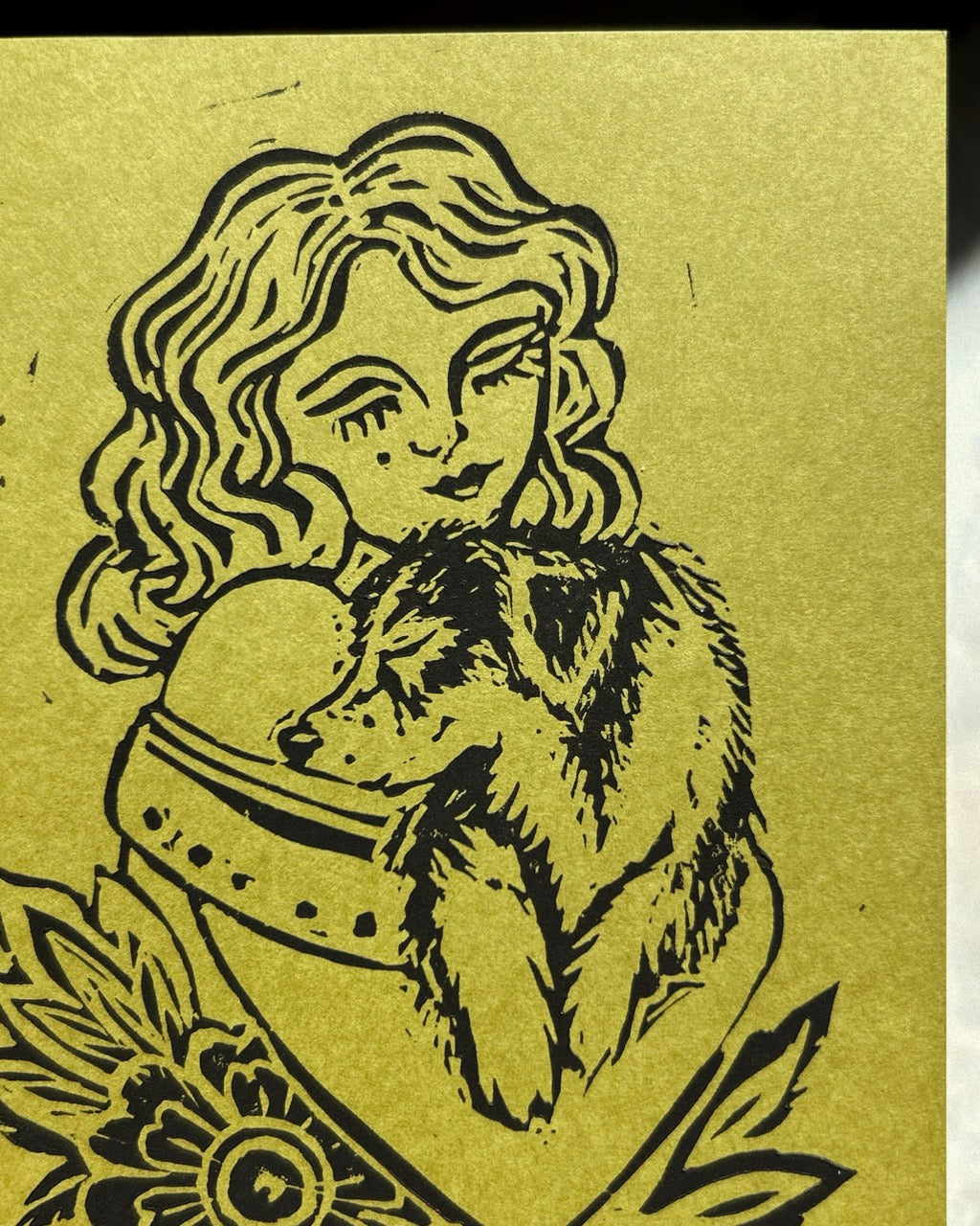 ‘SOUL TIED’ Lino Card - Olive
