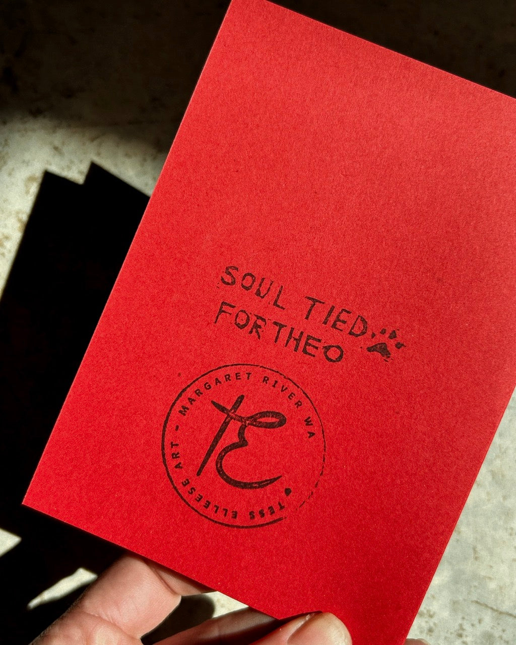 ‘SOUL TIED’ Lino Card - Red