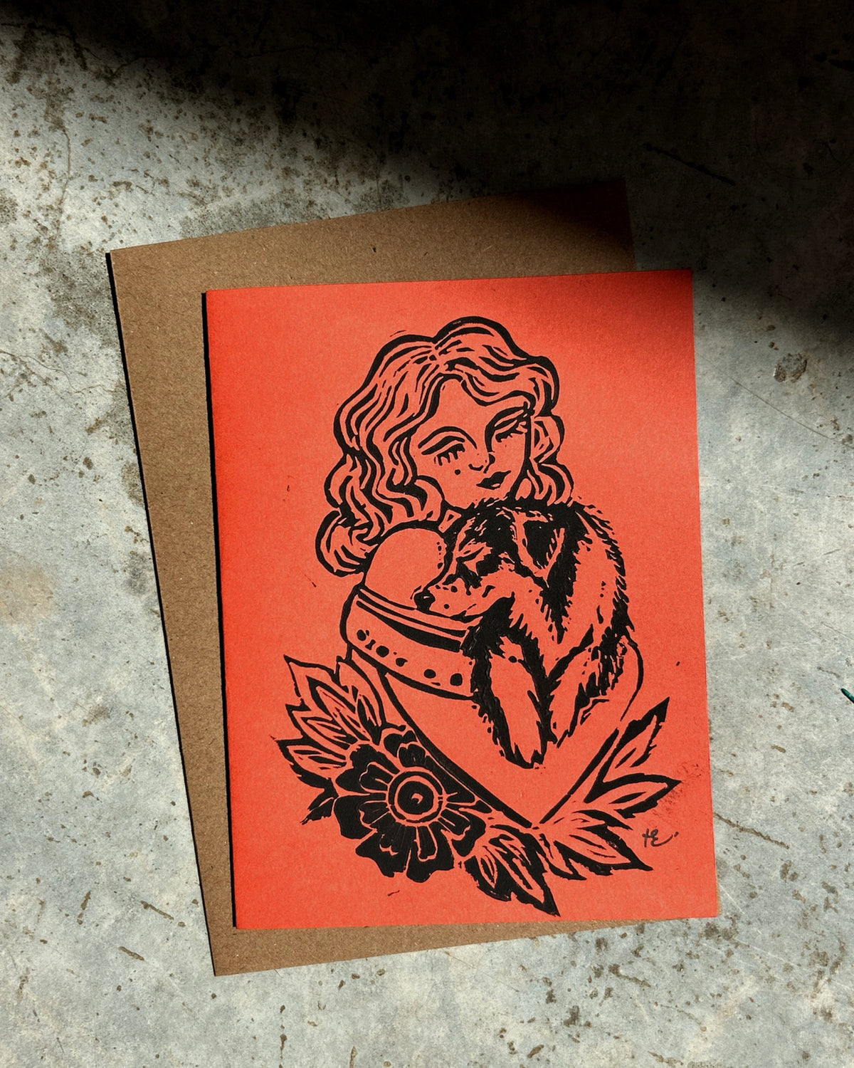 ‘SOUL TIED’ Lino Card - Spice