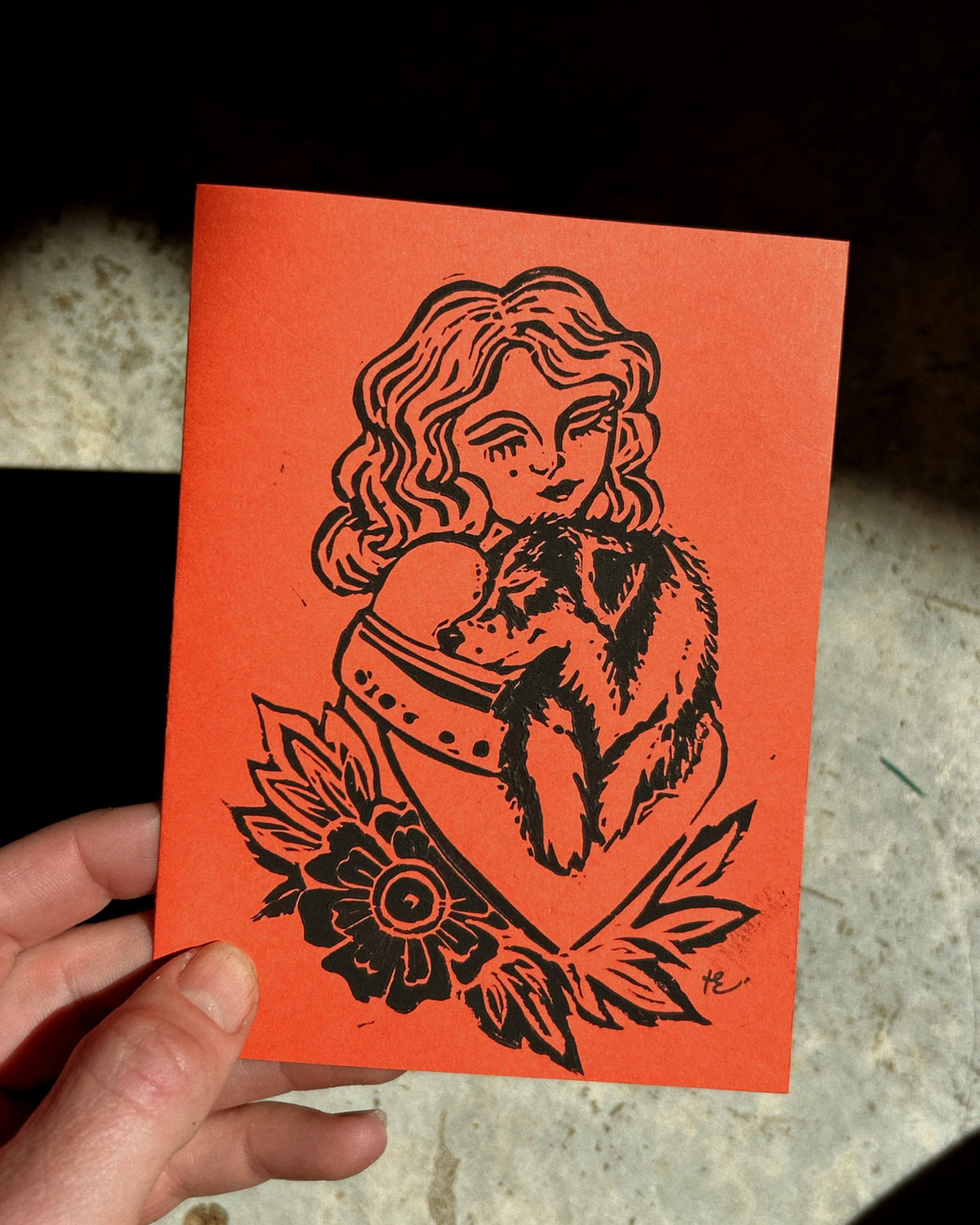 ‘SOUL TIED’ Lino Card - Spice