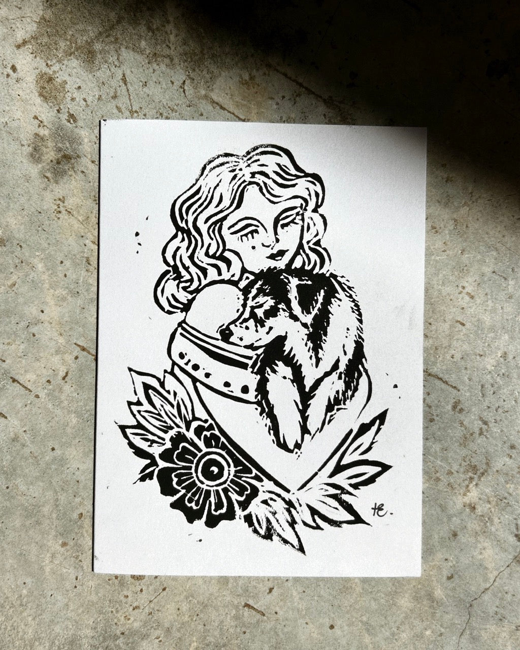 ‘SOUL TIED’ Lino Card - White