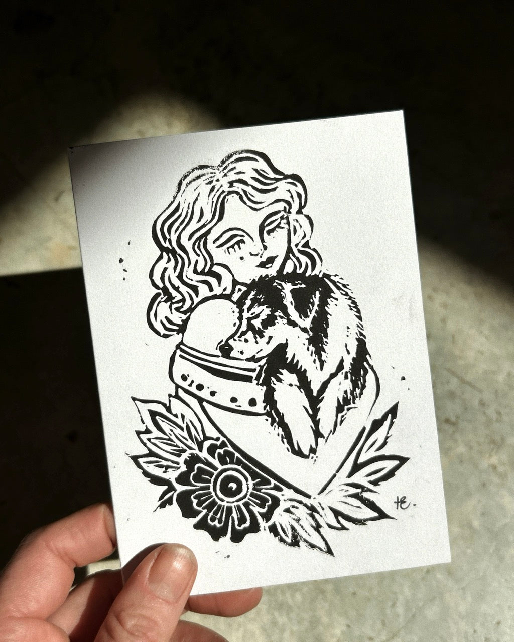 ‘SOUL TIED’ Lino Card - White