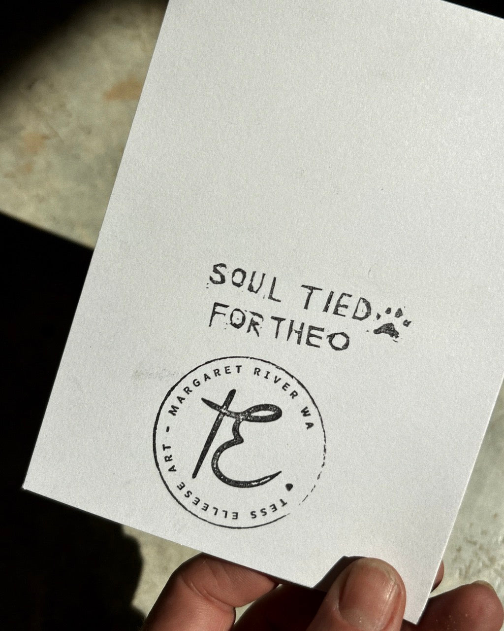 ‘SOUL TIED’ Lino Card - White