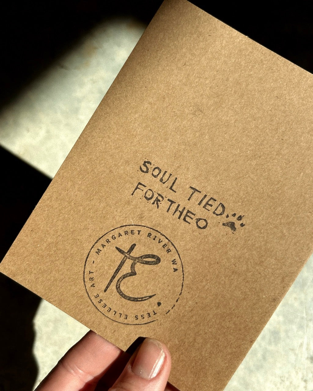 ‘SOUL TIED’ Lino Card - Kraft