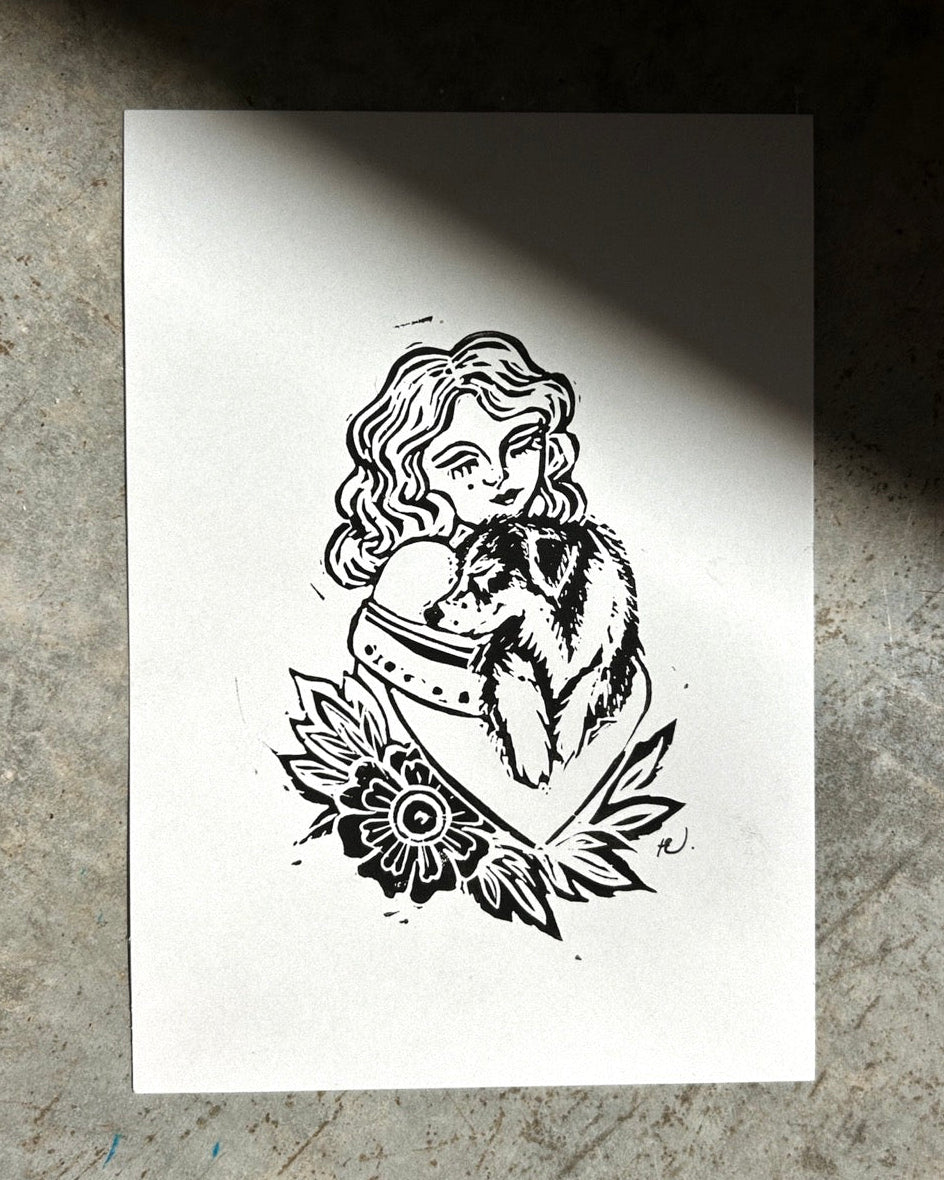‘SOUL TIED’ Limited Edition A5 Linocut Print