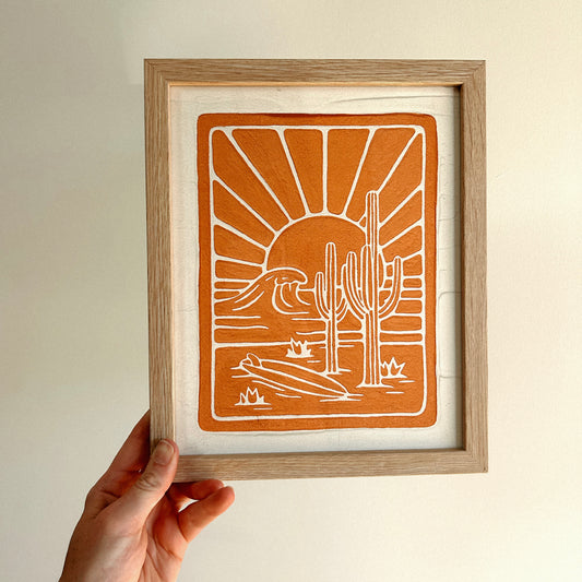 FRAMED 'DESERT SWELL' PRINT *TANGERINE