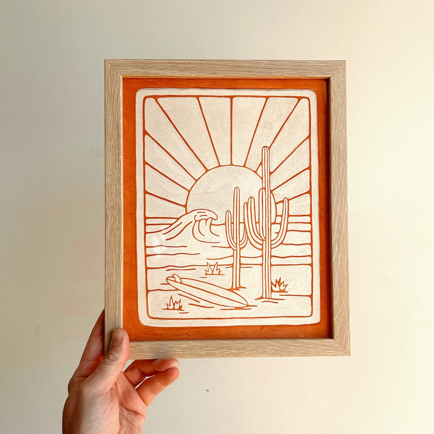 FRAMED 'DESERT SWELL' PRINT *TERRACOTTA